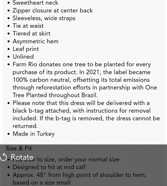 NWOT FARM RIO SWEET JUNGLE COTTON MIDI DRESS. SZ:M - Picture 7 of 13